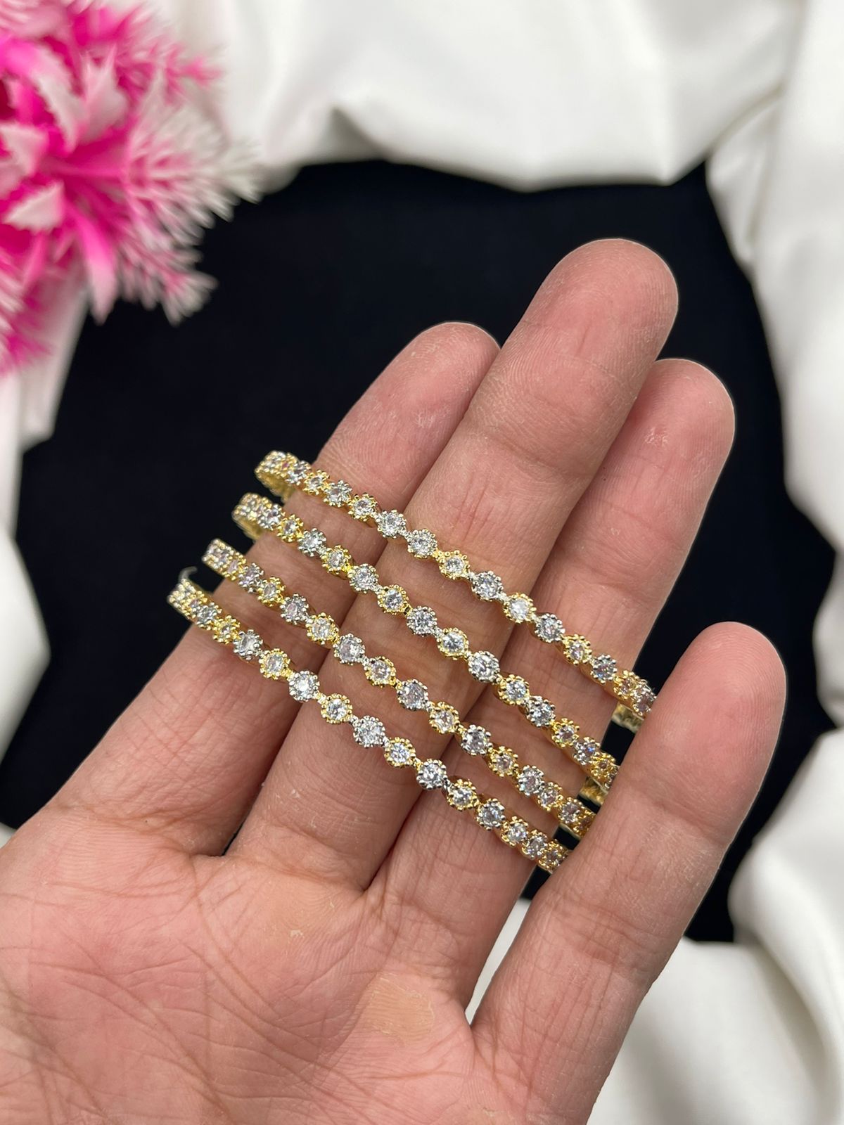 “Zircon AD 4 Pcs Chori Bangles – Elegant Shine”