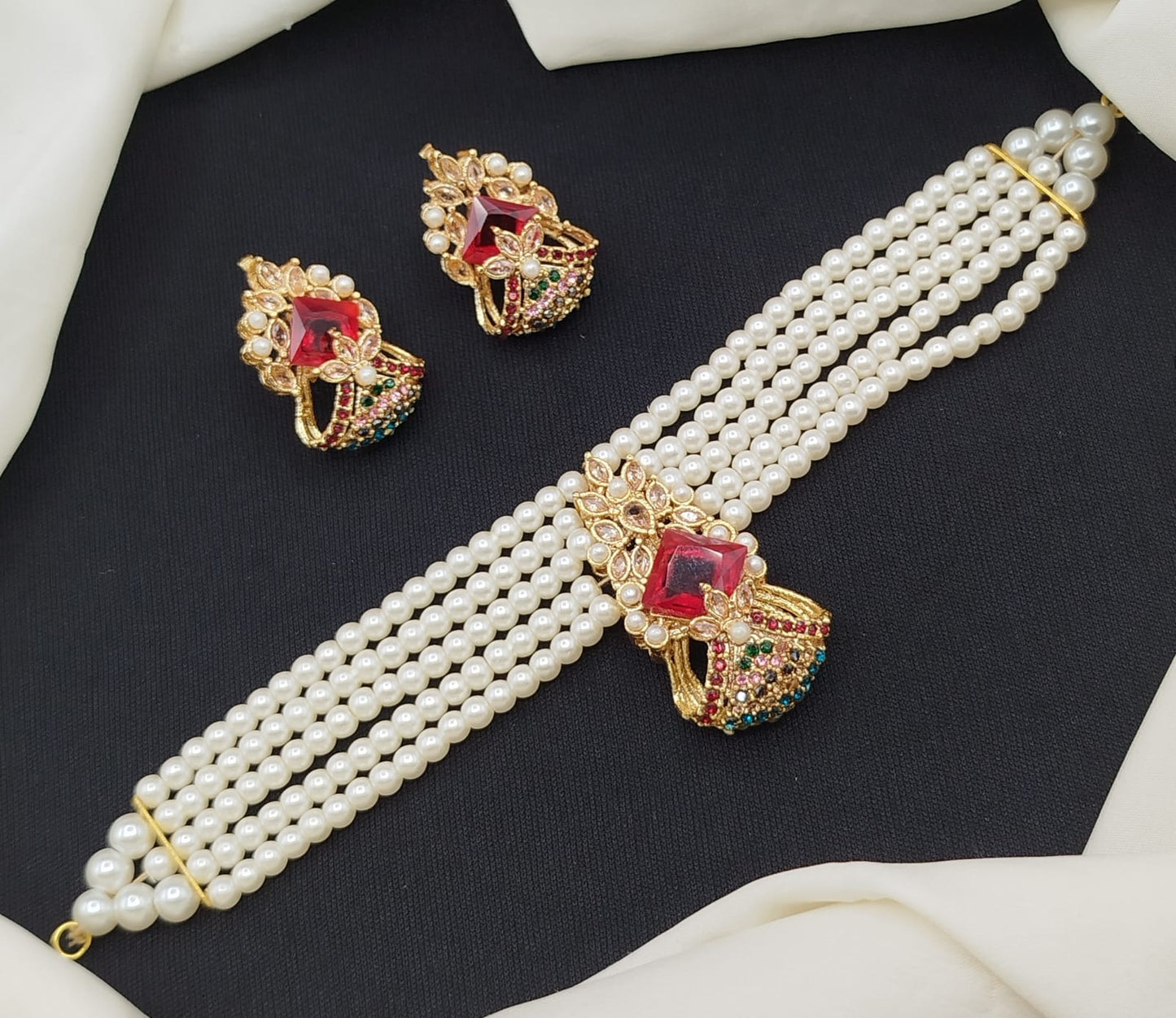 New Design Stylish Zircon Choker Set.