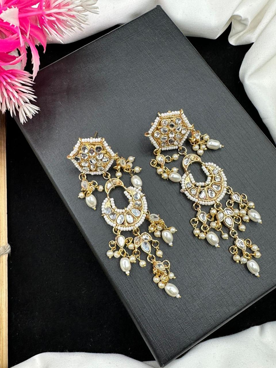 Elevate Your Style with Our Stylish Kundan Earrings.