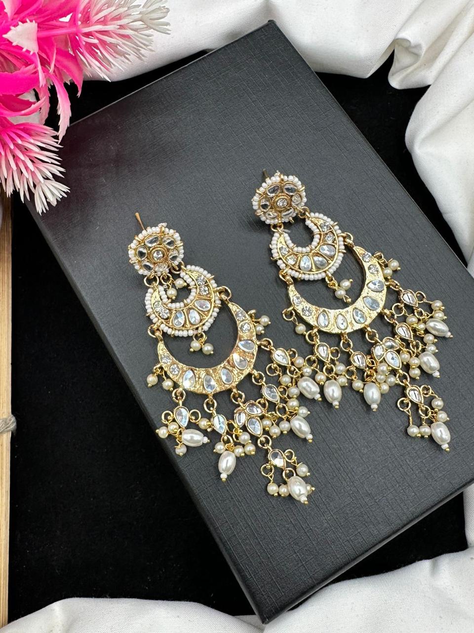 Elevate Your Style with Our Stylish Kundan Earrings.