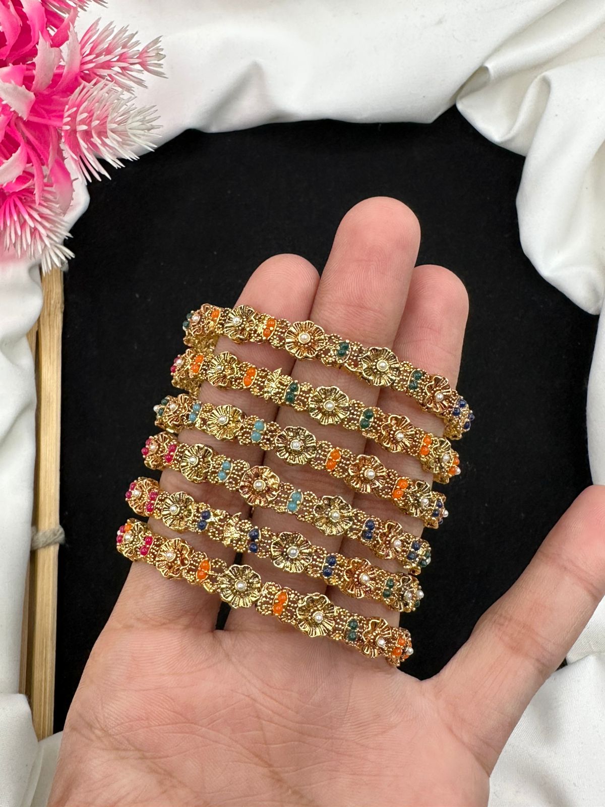 New beautiful 6 pcs Manjus article with multicolour Bangles