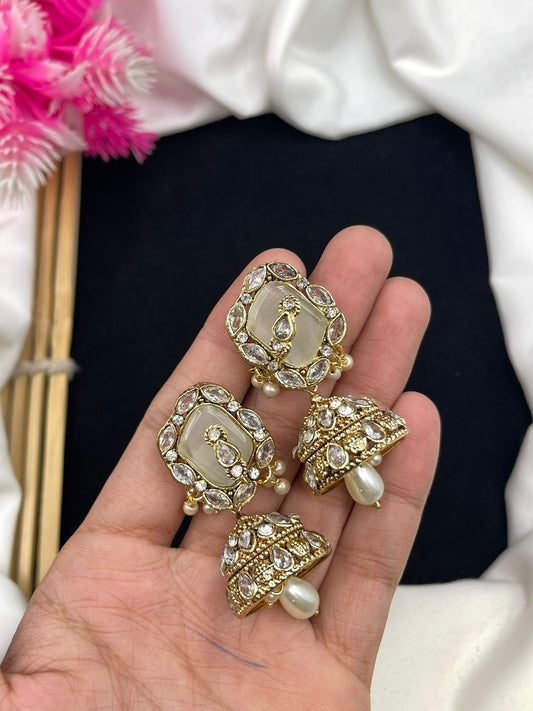 Egyptian Style Jhumki with Real Stone Work
