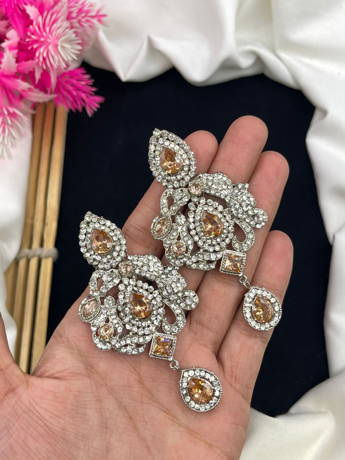 Stylish Earrings two tone polish