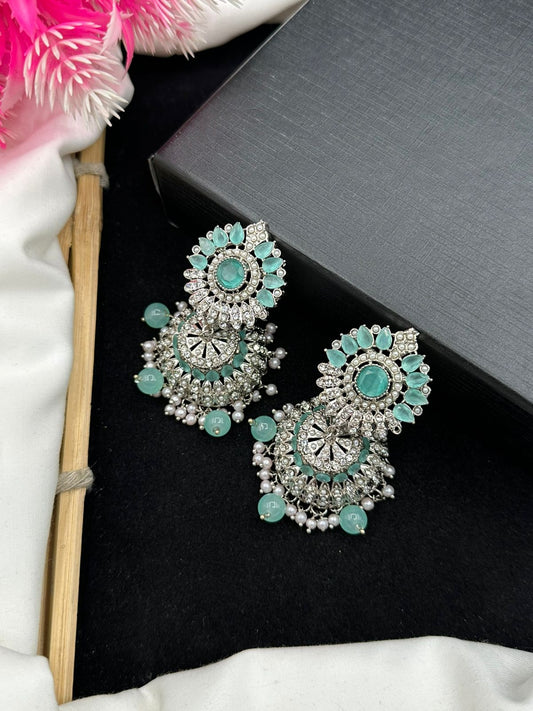 Elegant Manjoos Jhumki with Moti Bandai & Zircon Sparkle