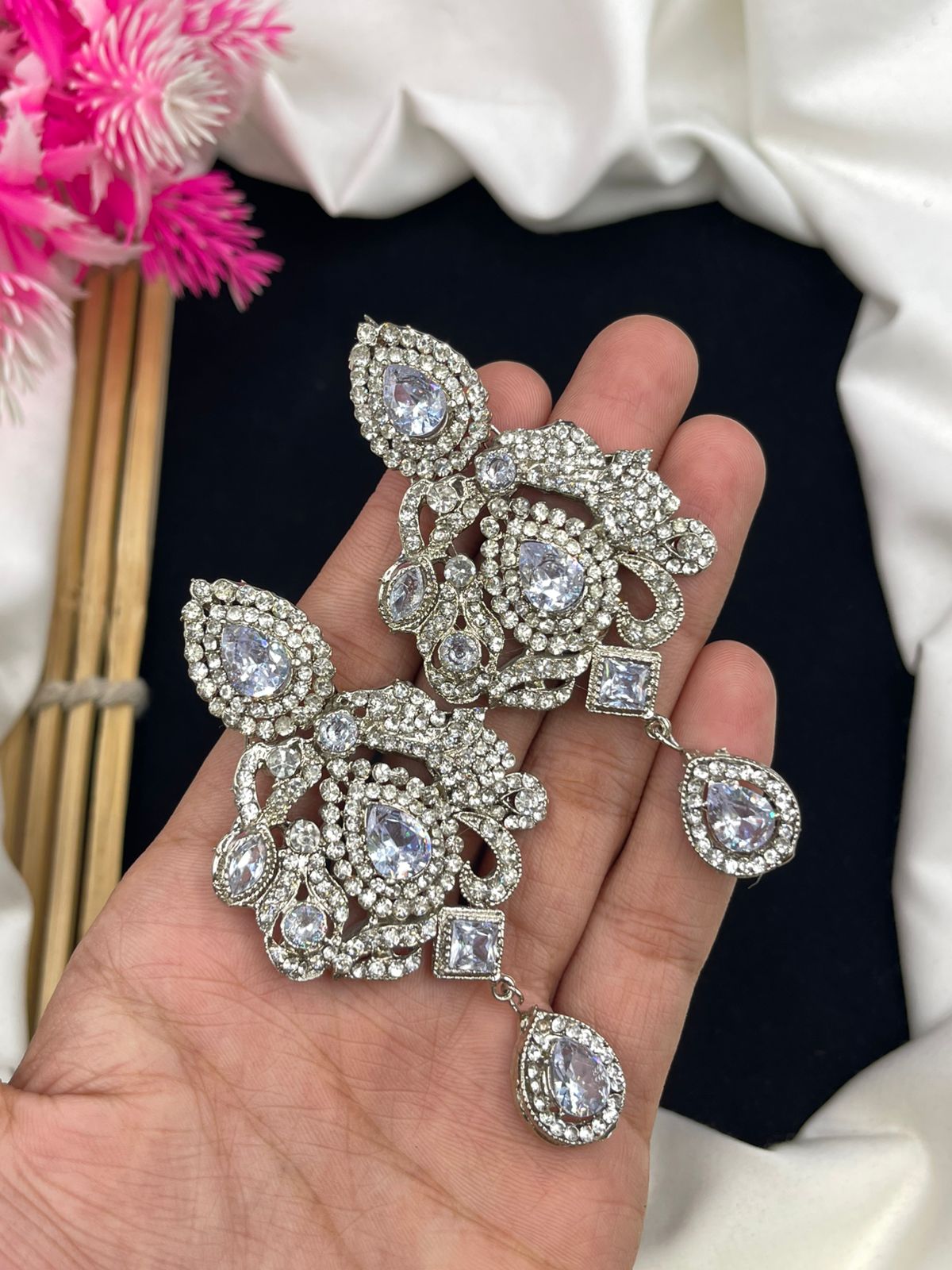 Stylish Earrings two tone polish