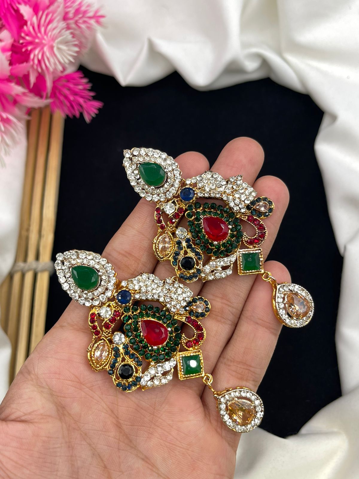 Stylish Earrings two tone polish