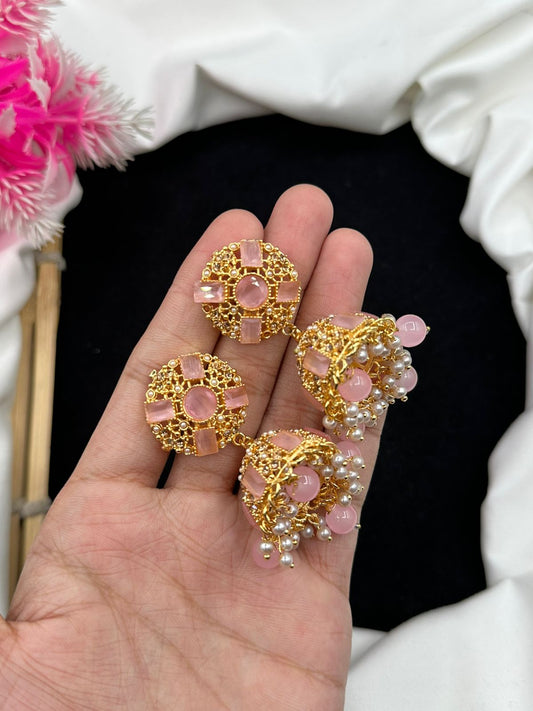 Delicate, dazzling, and designed for you nauratn & zircon work jhumki's