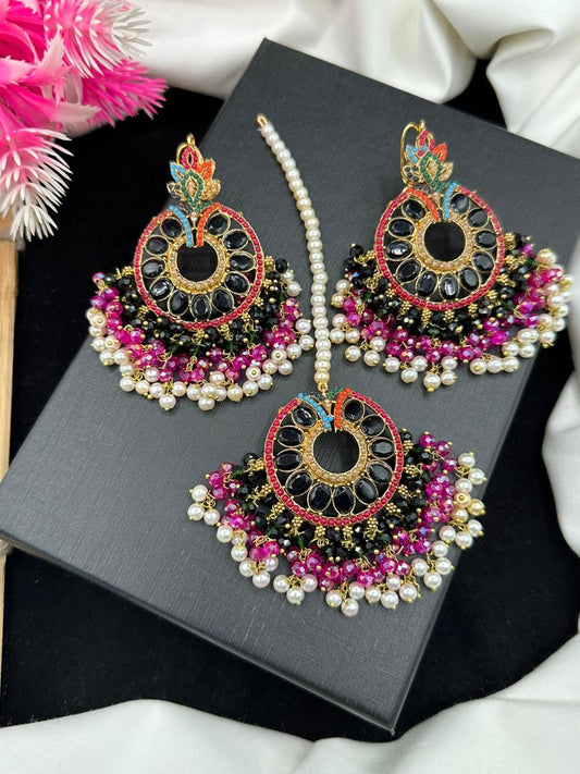 Elegant Nauratan Earring & Teeka Set.