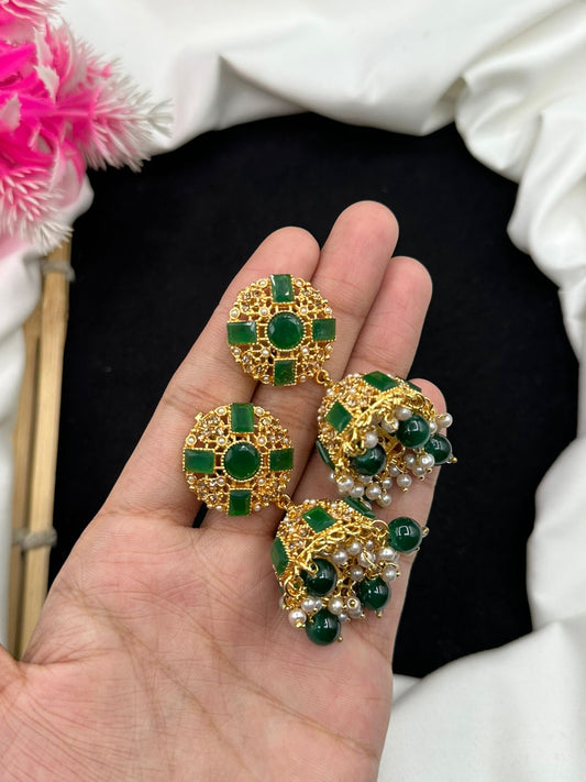 Delicate, dazzling, and designed for you nauratn & zircon work jhumki's