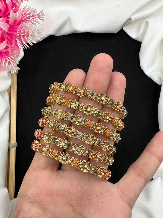 New beautiful 6 pcs Manjus article with multicolour Bangles