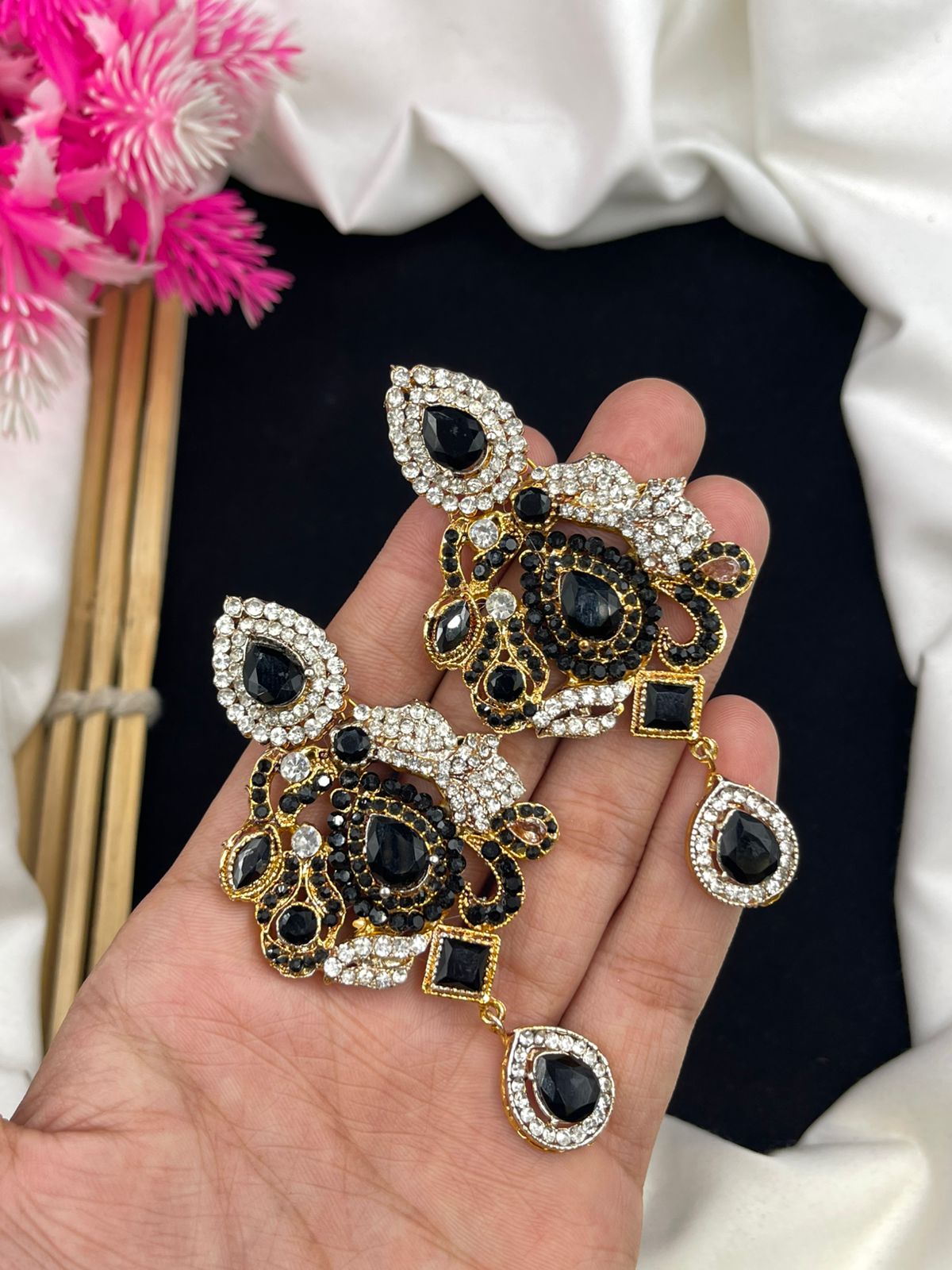 Stylish Earrings two tone polish