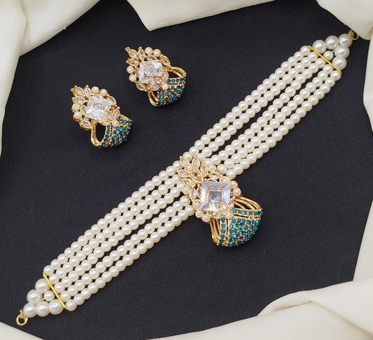 New Design Stylish Zircon Choker Set.